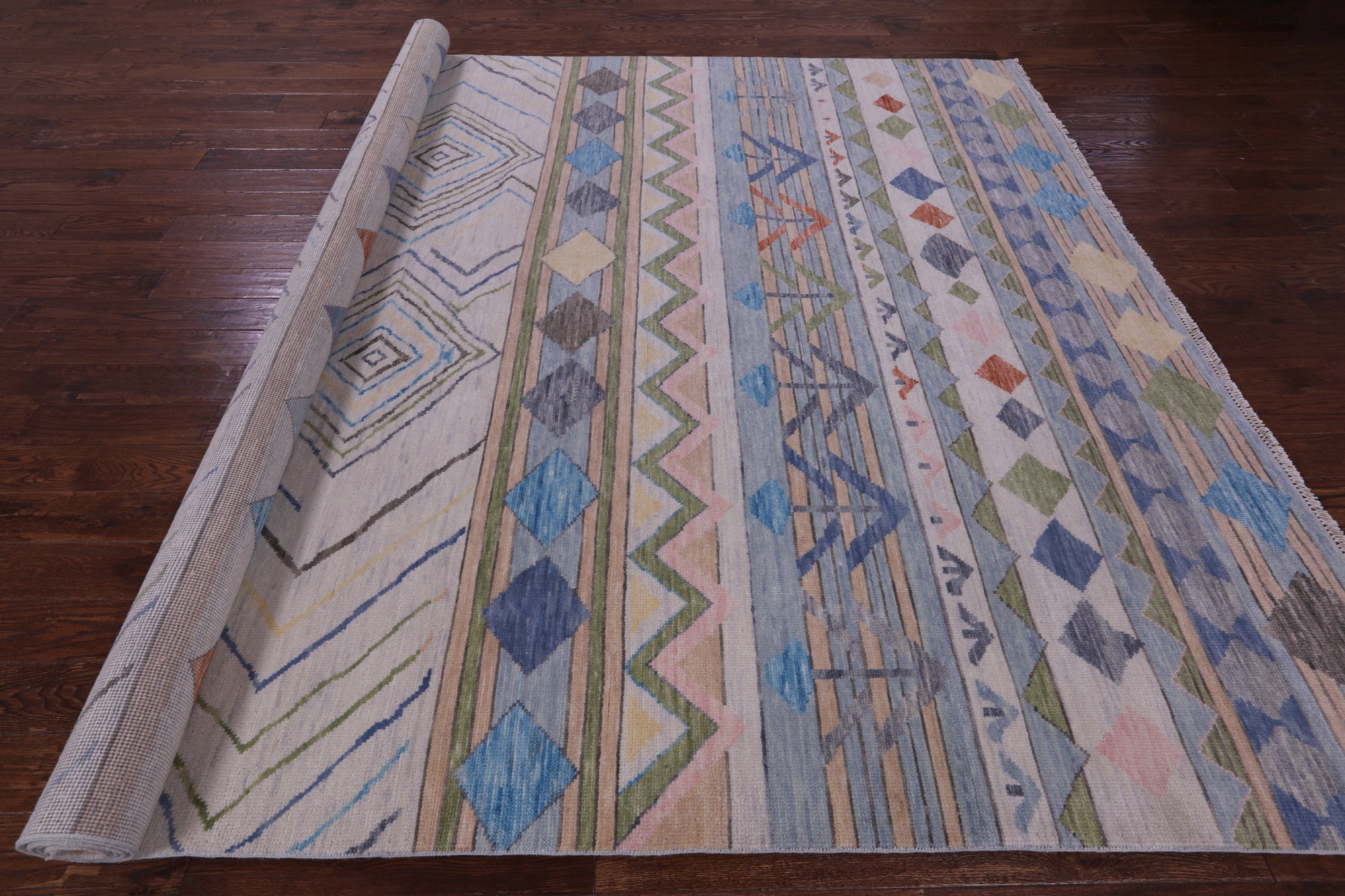Tribal Moroccan Hand Knotted Wool Rug - 9' 2" X 12' 2" - Golden Nile