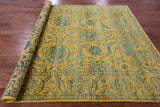 Gold Persian Tabriz Hand Knotted Wool & Silk Rug - 7' 11" X 9' 11" - Golden Nile