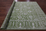 Green Persian Tabriz Hand Knotted Wool & Silk Rug - 8' 10" X 12' 1" - Golden Nile