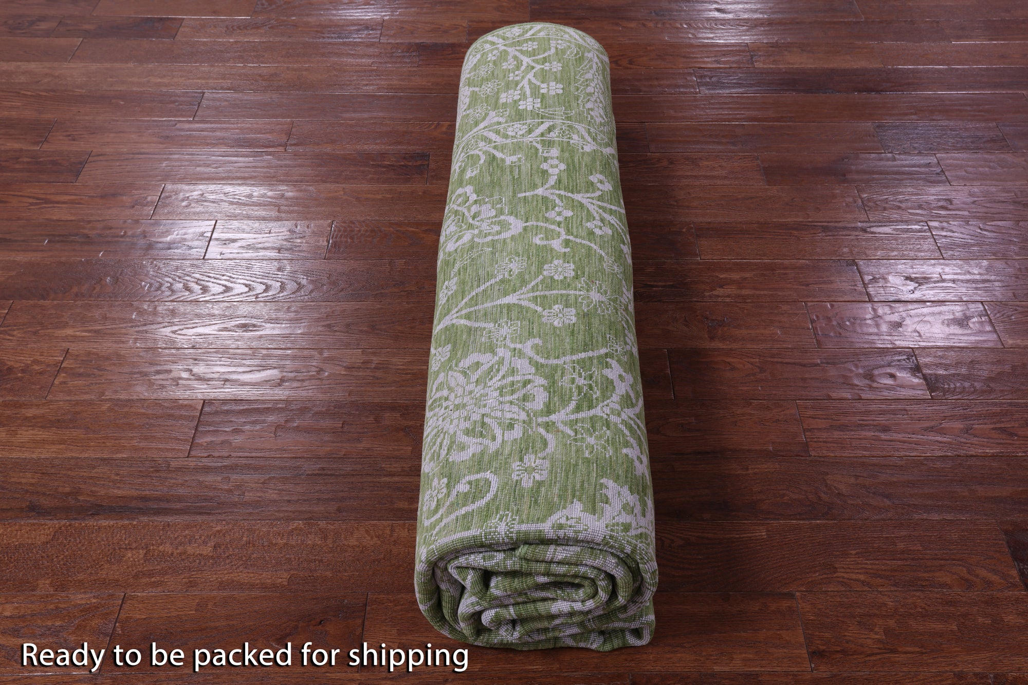 Green Persian Tabriz Hand Knotted Wool & Silk Rug - 8' 10" X 12' 1" - Golden Nile