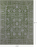 Green Persian Tabriz Hand Knotted Wool & Silk Rug - 8' 10" X 12' 1" - Golden Nile