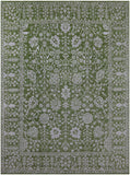 Green Persian Tabriz Hand Knotted Wool & Silk Rug - 8' 10" X 12' 1" - Golden Nile