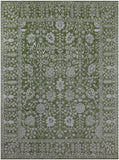 Green Persian Tabriz Hand Knotted Wool & Silk Rug - 8' 10" X 12' 1" - Golden Nile