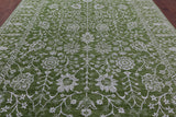 Green Persian Tabriz Hand Knotted Wool & Silk Rug - 8' 10" X 12' 1" - Golden Nile