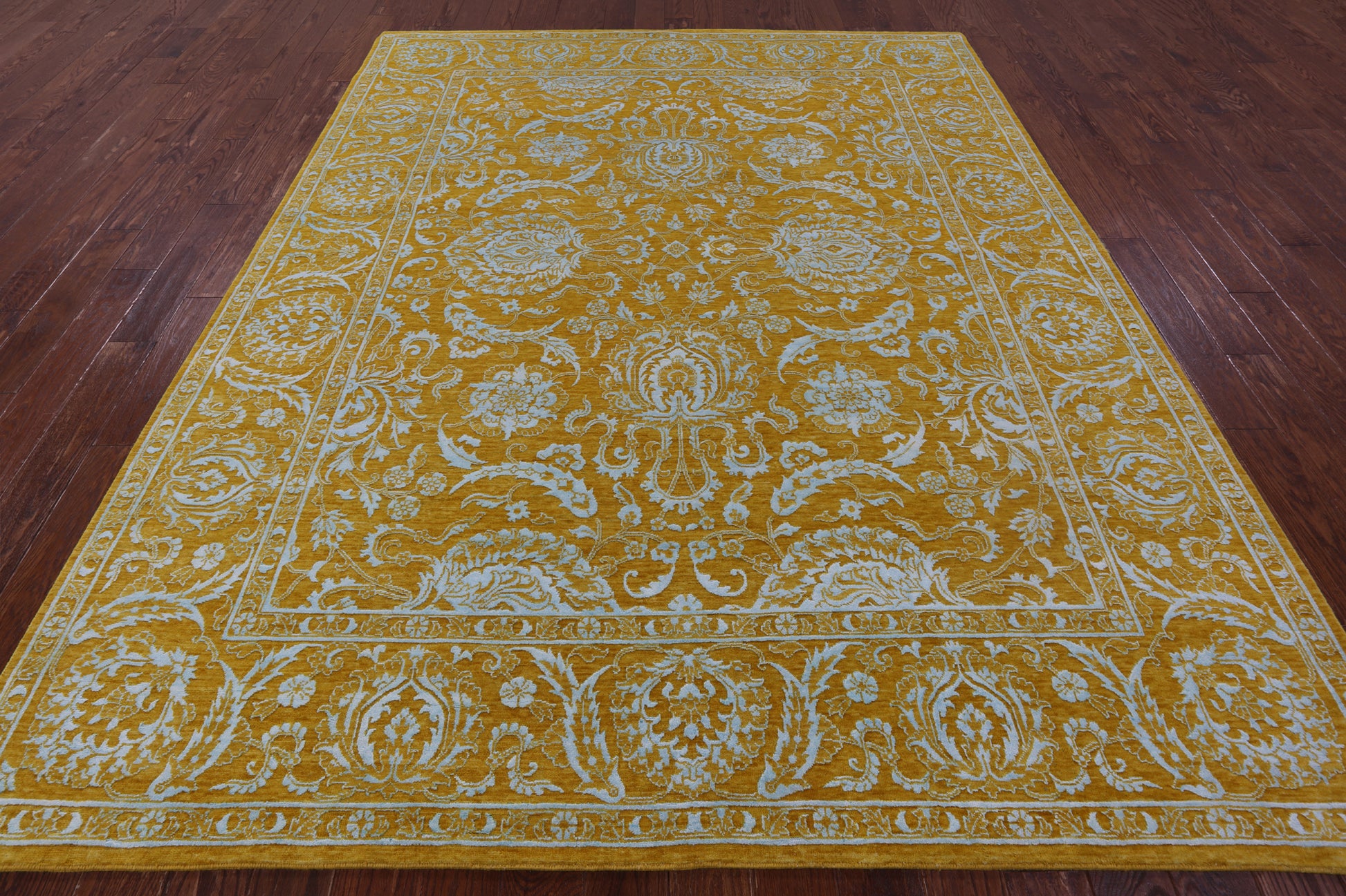 Gold Persian Tabriz Hand Knotted Wool & Silk Rug - 8' 0" X 10' 2" - Golden Nile