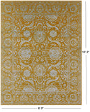 Gold Persian Tabriz Hand Knotted Wool & Silk Rug - 8' 0" X 10' 2" - Golden Nile