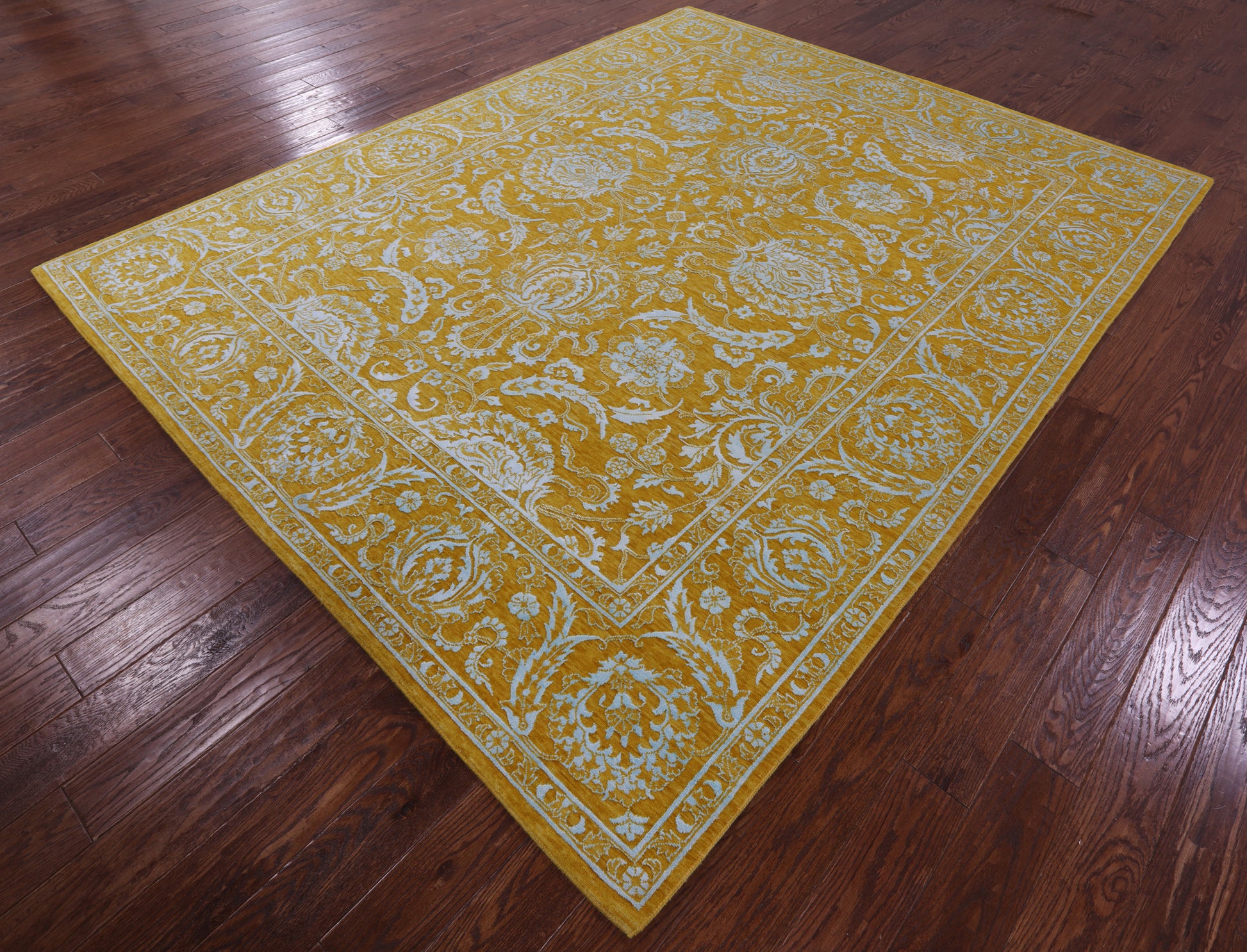 Gold Persian Tabriz Hand Knotted Wool & Silk Rug - 8' 0" X 10' 2" - Golden Nile