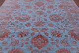 Blue Persian Tabriz Hand Knotted Wool & Silk Rug - 8' 0" X 10' 0" - Golden Nile