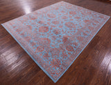 Blue Persian Tabriz Hand Knotted Wool & Silk Rug - 8' 0" X 10' 0" - Golden Nile