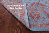 Blue Persian Tabriz Hand Knotted Wool & Silk Rug - 8' 0" X 10' 0" - Golden Nile