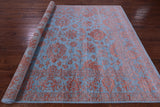 Blue Persian Tabriz Hand Knotted Wool & Silk Rug - 8' 0" X 10' 0" - Golden Nile