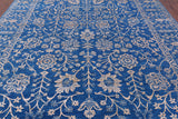 Blue Persian Tabriz Hand Knotted Wool & Silk Rug - 9' 0" X 12' 0" - Golden Nile