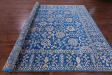 Blue Persian Tabriz Hand Knotted Wool & Silk Rug - 9' 0" X 12' 0" - Golden Nile