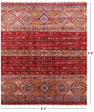 Red Tribal Persian Gabbeh Hand Knotted Wool Area Rug - 8' 3" X 9' 8" - Golden Nile