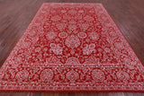 Red Persian Tabriz Hand Knotted Wool & Silk Rug - 9' 1" X 11' 11" - Golden Nile