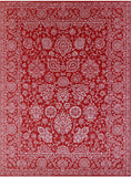 Red Persian Tabriz Hand Knotted Wool & Silk Rug - 9' 1" X 11' 11" - Golden Nile