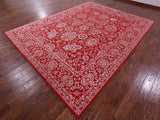 Red Persian Tabriz Hand Knotted Wool & Silk Rug - 9' 1" X 11' 11" - Golden Nile