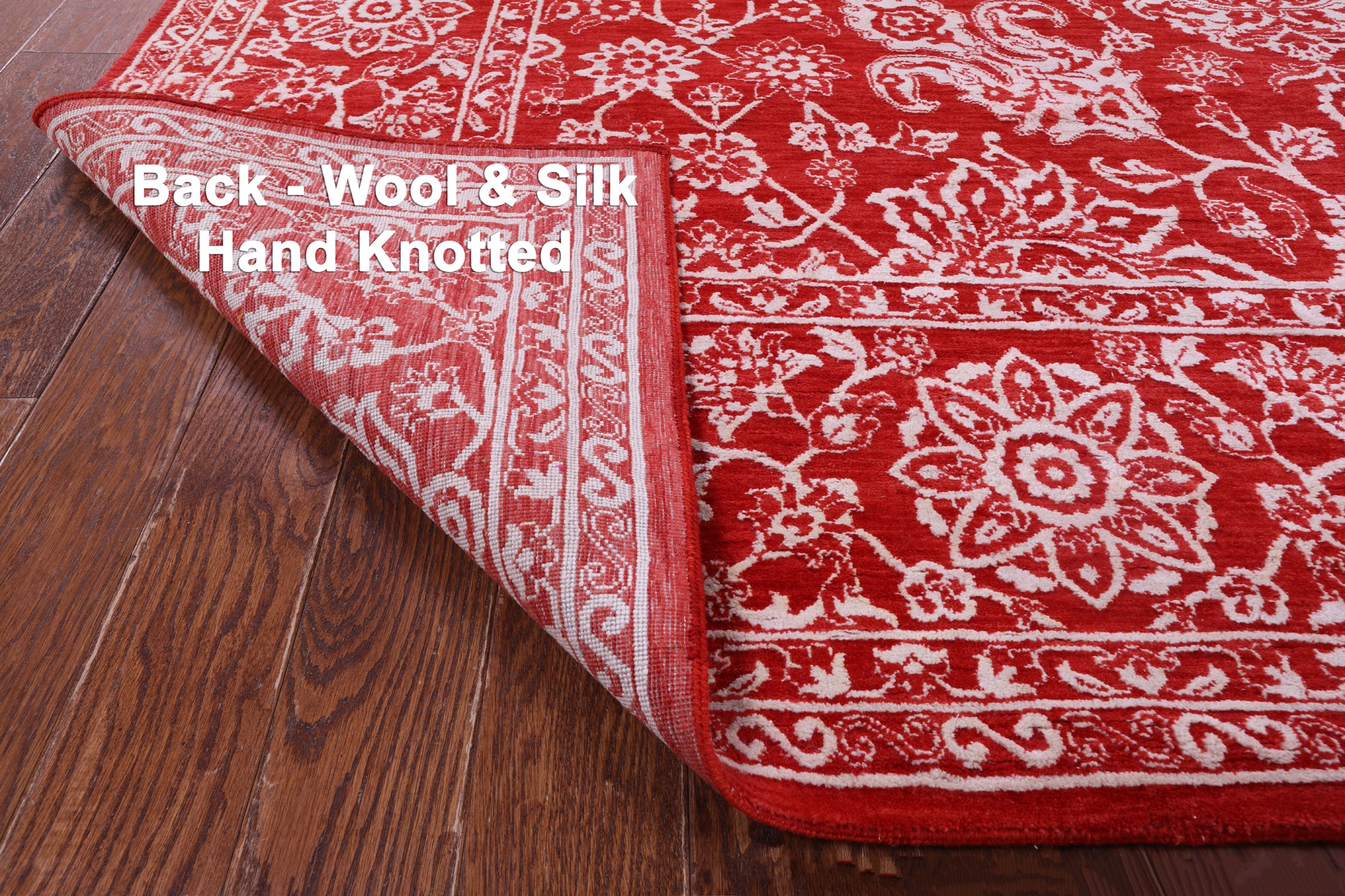 Red Persian Tabriz Hand Knotted Wool & Silk Rug - 9' 1" X 11' 11" - Golden Nile