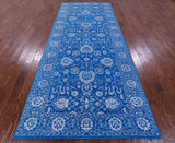 Blue Persian Tabriz Hand Knotted Wool & Silk Rug - 5' 0" X 12' 3" - Golden Nile