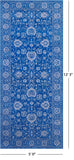 Blue Persian Tabriz Hand Knotted Wool & Silk Rug - 5' 0" X 12' 3" - Golden Nile