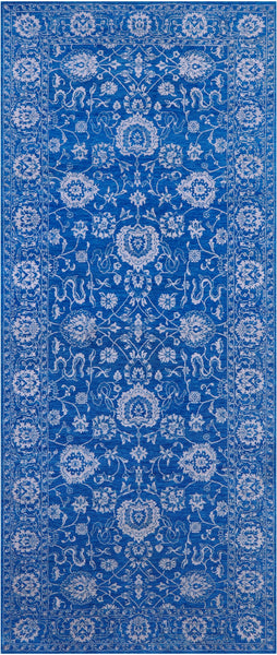 Blue Persian Tabriz Hand Knotted Wool & Silk Rug - 5' 0" X 12' 3" - Golden Nile