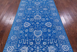 Blue Persian Tabriz Hand Knotted Wool & Silk Rug - 5' 0" X 12' 3" - Golden Nile