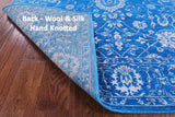 Blue Persian Tabriz Hand Knotted Wool & Silk Rug - 5' 0" X 12' 3" - Golden Nile