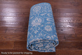 Blue Persian Tabriz Hand Knotted Wool & Silk Rug - 5' 0" X 12' 3" - Golden Nile