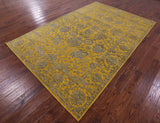 Gold Persian Tabriz Hand Knotted Wool & Silk Rug - 6' 0" X 9' 1" - Golden Nile