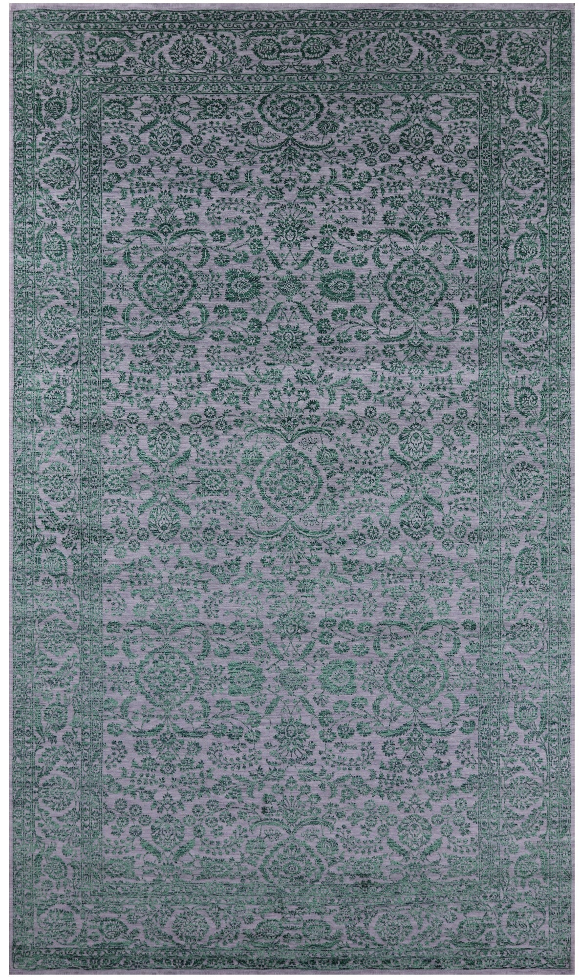 Grey Persian Tabriz Handmade Wool & Silk Rug - 9' 1" X 16' 2" - Golden Nile