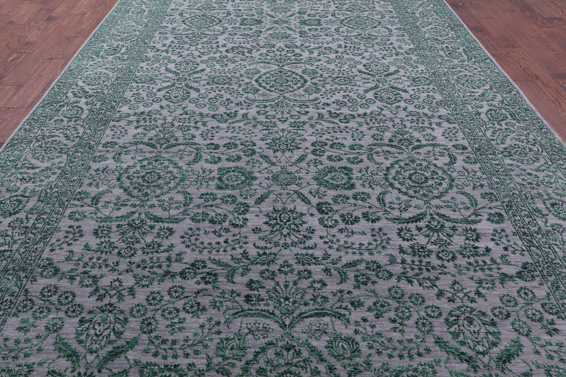 Grey Persian Tabriz Handmade Wool & Silk Rug - 9' 1" X 16' 2" - Golden Nile