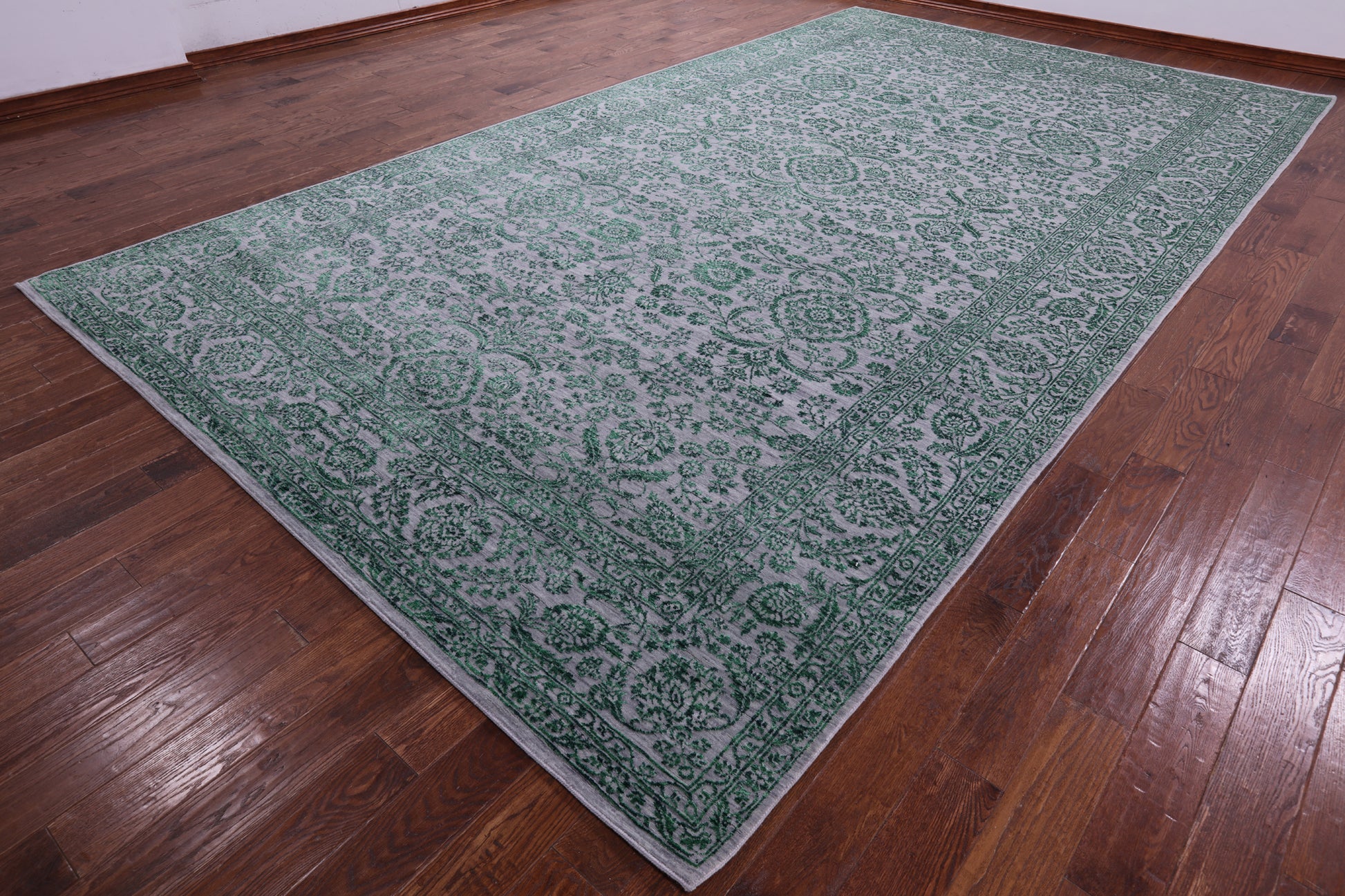 Grey Persian Tabriz Handmade Wool & Silk Rug - 9' 1" X 16' 2" - Golden Nile