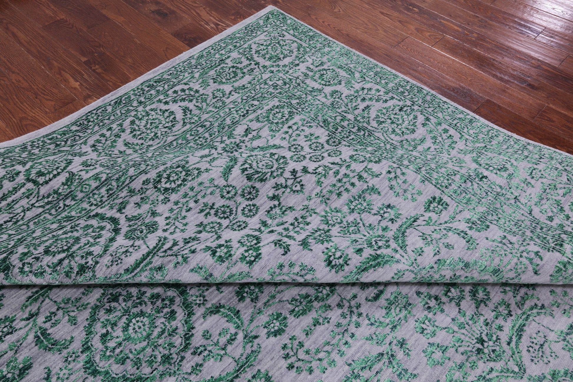 Grey Persian Tabriz Handmade Wool & Silk Rug - 9' 1" X 16' 2" - Golden Nile