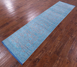 Grey Persian Tabriz Handmade Wool & Silk Runner Rug - 2' 6" X 10' 1" - Golden Nile