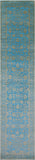 Blue Persian Tabriz Hand Knotted Wool & Silk Runner Rug - 2' 7" X 11' 9" - Golden Nile
