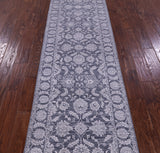 Grey Persian Tabriz Hand Knotted Wool & Silk Runner Rug - 2' 6" X 14' 1" - Golden Nile