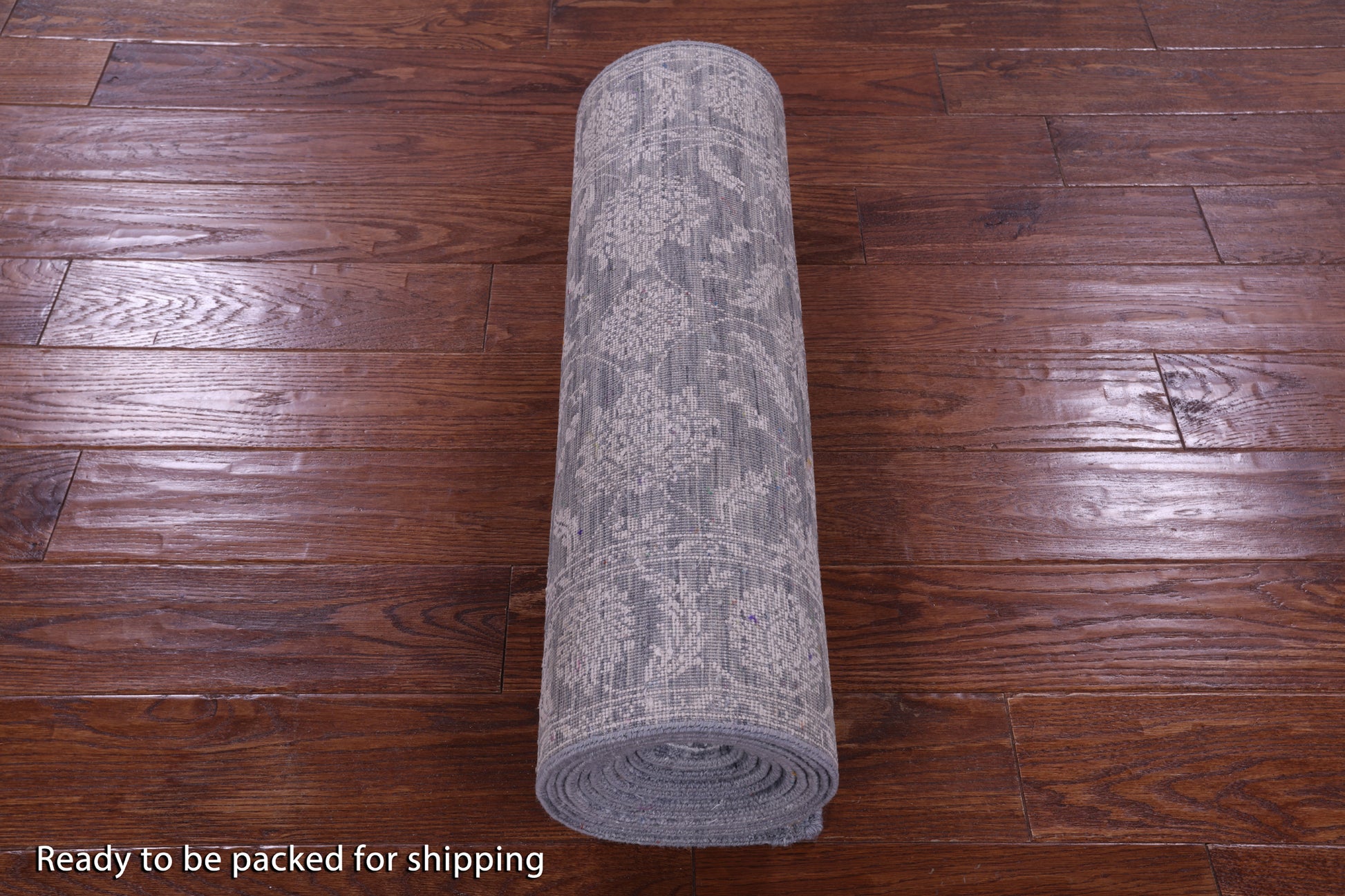 Grey Persian Tabriz Hand Knotted Wool & Silk Runner Rug - 2' 6" X 14' 1" - Golden Nile