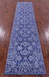 Blue Persian Tabriz Hand Knotted Wool & Silk Runner Rug - 2' 7" X 11' 11" - Golden Nile