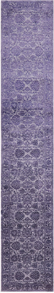 Grey Persian Tabriz Handmade Wool & Silk Runner Rug - 2' 7" X 14' 3" - Golden Nile