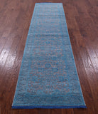 Grey Persian Tabriz Hand Knotted Wool & Silk Runner Rug - 2' 7" X 10' 1" - Golden Nile