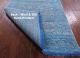 Grey Persian Tabriz Hand Knotted Wool & Silk Runner Rug - 2' 7" X 10' 1" - Golden Nile