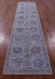 Grey Persian Tabriz Hand Knotted Wool & Silk Runner Rug - 2' 7" X 10' 2" - Golden Nile