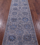 Grey Persian Tabriz Hand Knotted Wool & Silk Runner Rug - 2' 7" X 10' 2" - Golden Nile