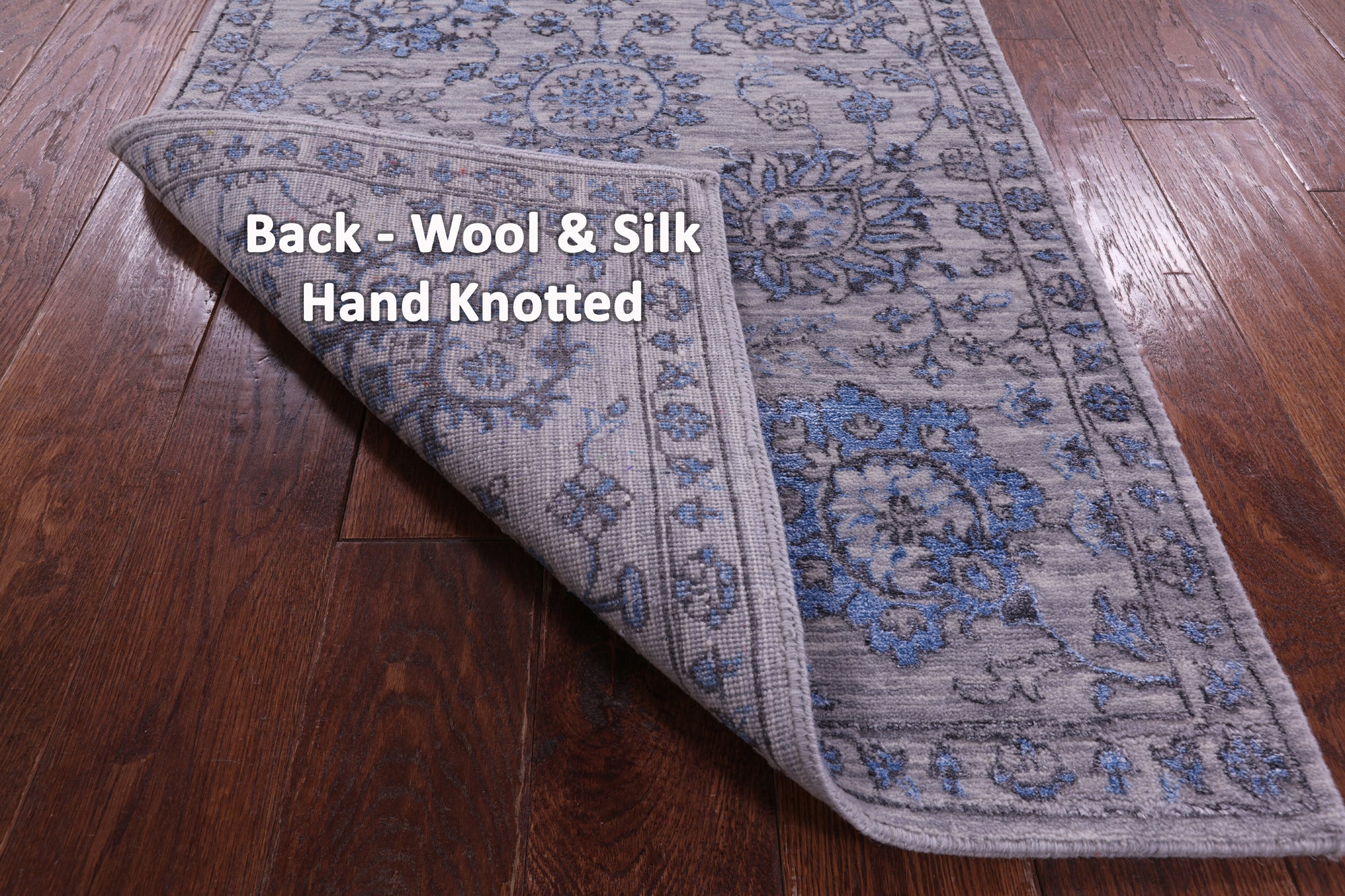 Grey Persian Tabriz Hand Knotted Wool & Silk Runner Rug - 2' 7" X 10' 2" - Golden Nile