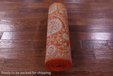 Orange Persian Tabriz Hand Knotted Wool & Silk Runner Rug - 2' 8" X 13' 7" - Golden Nile