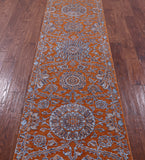 Orange Persian Tabriz Hand Knotted Wool & Silk Runner Rug - 2' 5" X 9' 9" - Golden Nile