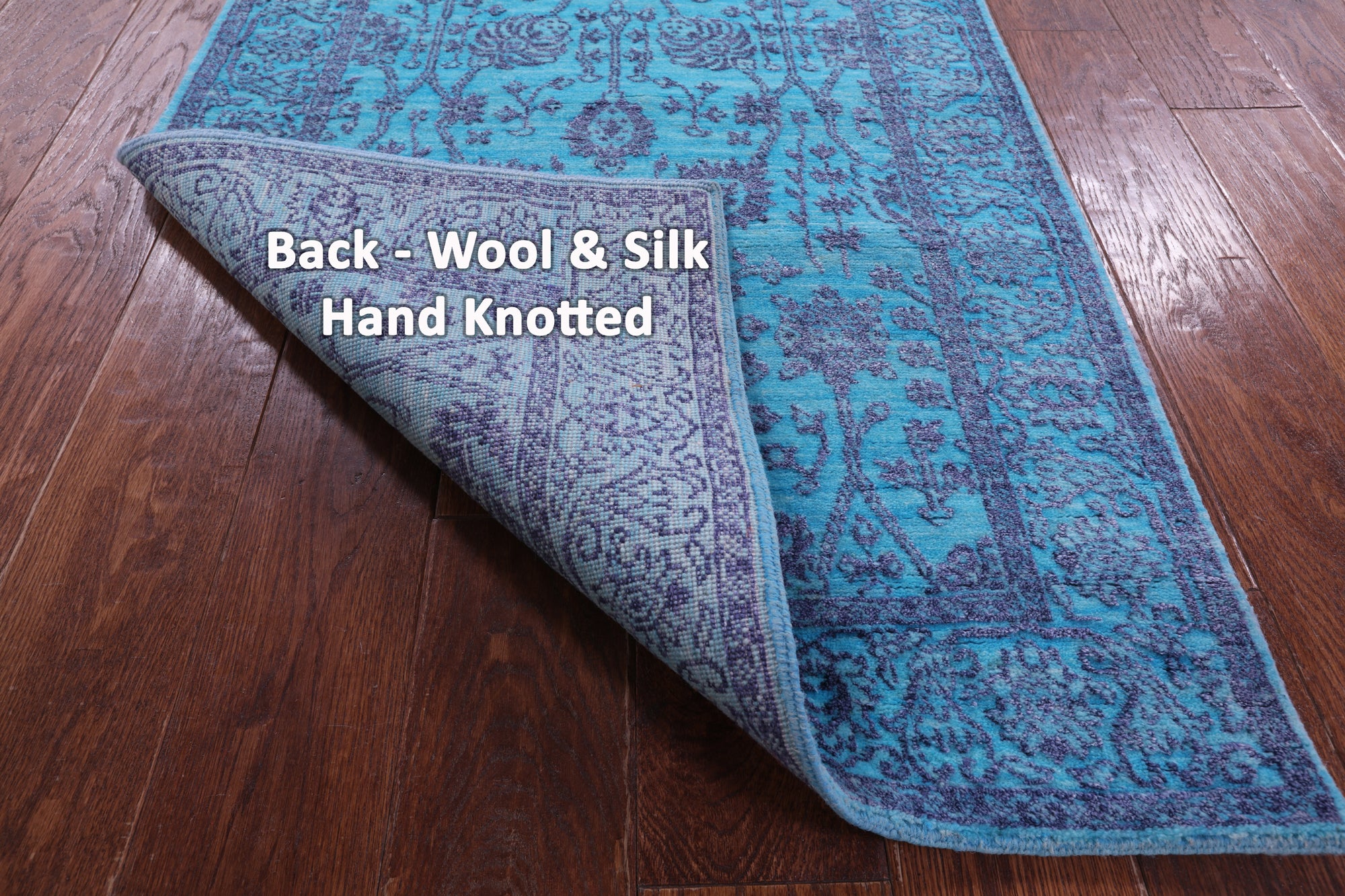 Blue Persian Tabriz Hand Knotted Wool & Silk Runner Rug - 2' 7" X 10' 2" - Golden Nile