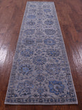Grey Persian Tabriz Hand Knotted Wool & Silk Runner Rug - 2' 8" X 10' 2" - Golden Nile