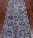 Grey Persian Tabriz Hand Knotted Wool & Silk Runner Rug - 2' 8" X 10' 2"