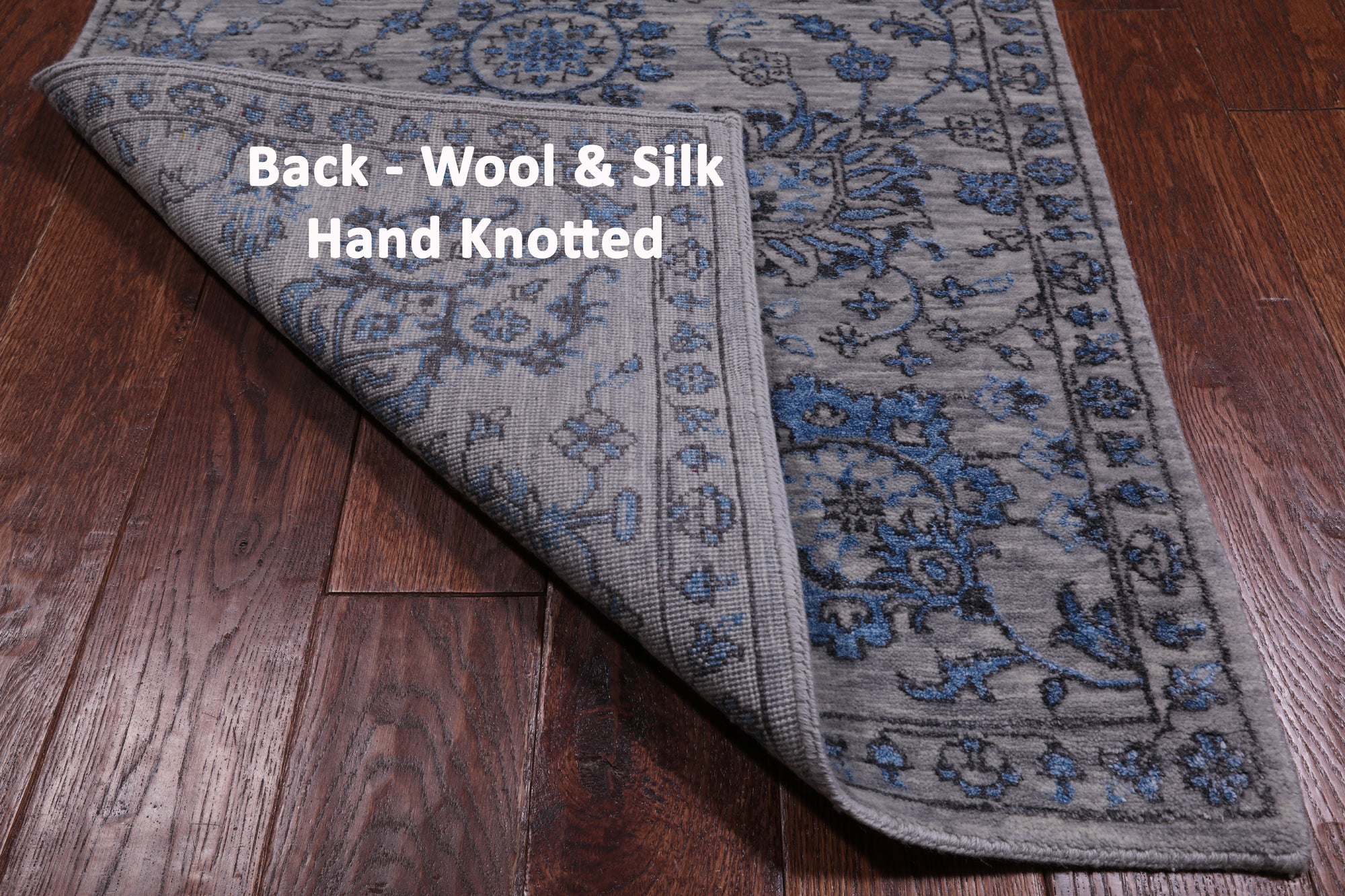 Grey Persian Tabriz Hand Knotted Wool & Silk Runner Rug - 2' 8" X 10' 2"